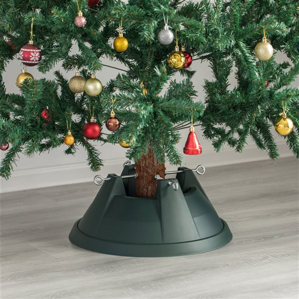 Gardenised Plastic Christmas Tree Stand With Screw Fastener, Green