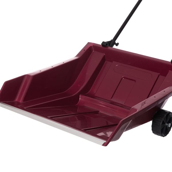 PLAYBERG Heavy Duty Snow Rolling Remover with Wheels and Wide Blade, Red