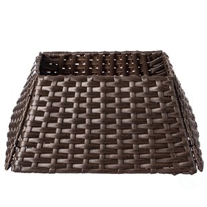 Gardenised Foldable Christmas Tree Skirt Collar Basket, Ring Base Stand Cover, Rattan Plastic, Brown