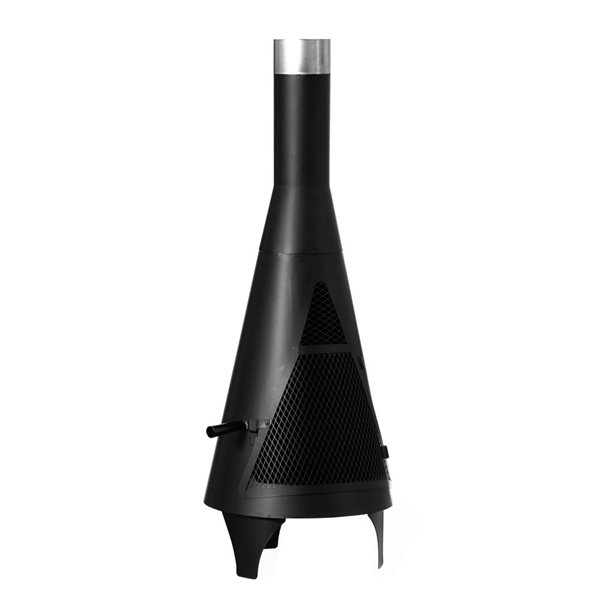 Gardenised 50" Black Outdoor Metal Wood Burning Chimenea Patio Heater Fire Pit, Includes Fire Pit Poker Handle