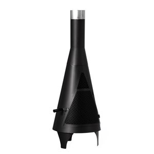 Gardenised 50" Black Outdoor Metal Wood Burning Chimenea Patio Heater Fire Pit, Includes Fire Pit Poker Handle