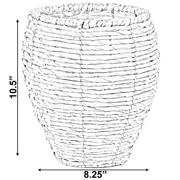 Gardenised Woven Round Flower Pot Planter Basket with Leak-Proof Plastic Lining- Small