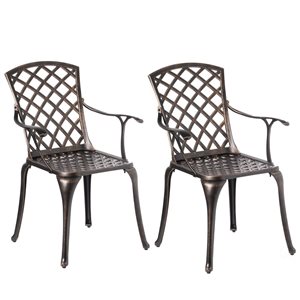 Gardenised Indoor and Outdoor Bronze Dinning Set 2 Chairs Cast Aluminum