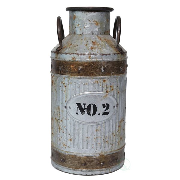 Gardenised Galvanized Metal Rustic Milk Can, Medium