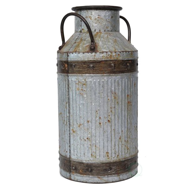 Gardenised Galvanized Metal Rustic Milk Can, Medium