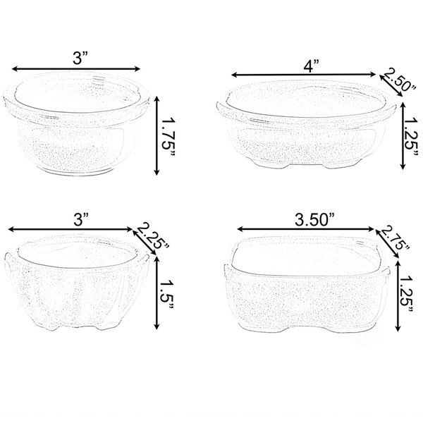 Gardenised Decorative Mini Glazed Ceramic Bonsai Succulent Pots Flower Planter with Drainage Holes, 4 Pack