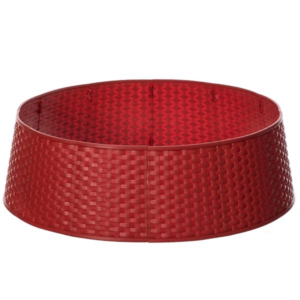 Gardenised Large Rattan Christmas Tree Skirt, Red