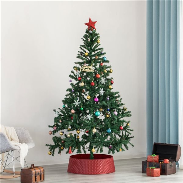 Gardenised Large Rattan Christmas Tree Skirt, Red