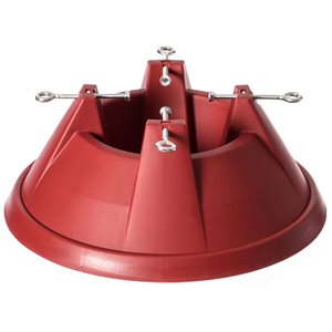 Gardenised Plastic Christmas Tree Stand With Screw Fastener, Red