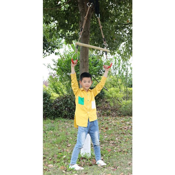 PLAYBERG Kids Trapeze Swing Bar with Rings with Hanging Ropes