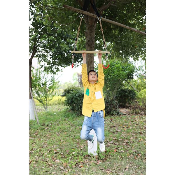 PLAYBERG Kids Trapeze Swing Bar with Rings with Hanging Ropes