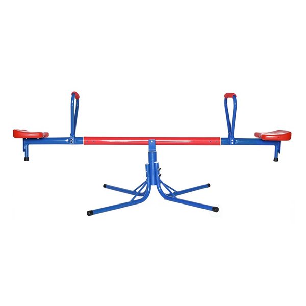 PLAYBERG Outdoor Red and Blue Metal Rotating Seesaw