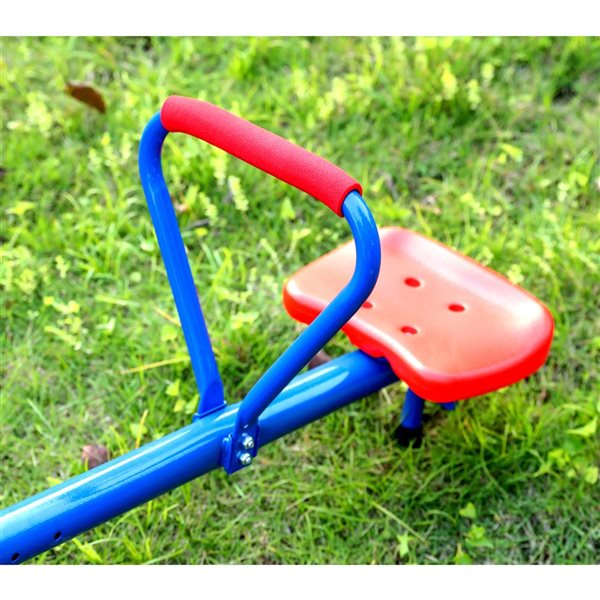 PLAYBERG Outdoor Red and Blue Metal Rotating Seesaw