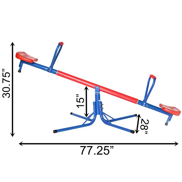 PLAYBERG Outdoor Red and Blue Metal Rotating Seesaw