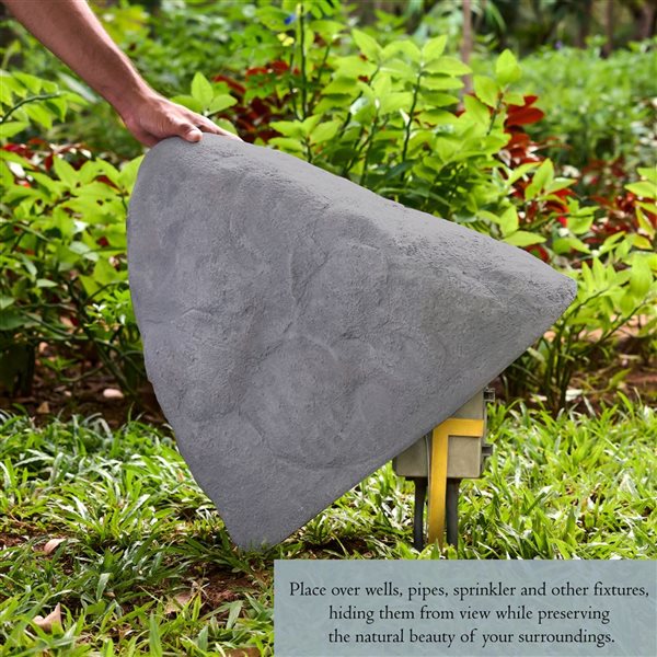 Gardenised Decorative Outdoor Artificial Faux Stone Rock, Garden Grey Stone, Monument Shape