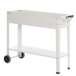 Gardenised Mobile Planter Raised Garden Bed Rectangular Flower Cart with Shelf