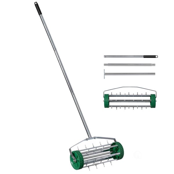 Gardenised Rolling Spike Lawn Aerator with Steel Handle and Sharp Metal Tines