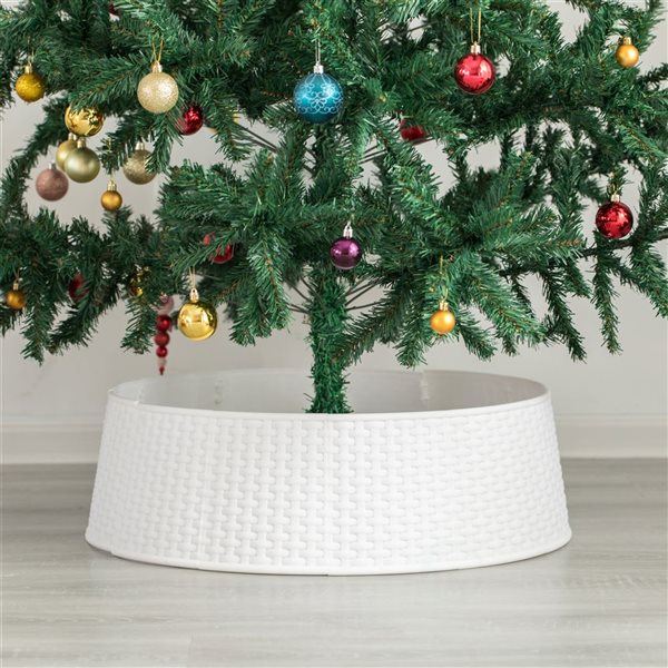 Gardenised Large Rattan Christmas Tree Skirt, White