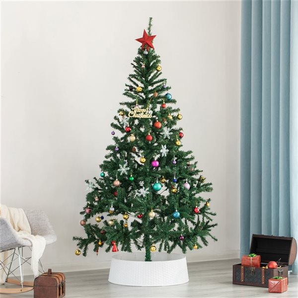 Gardenised Large Rattan Christmas Tree Skirt, White