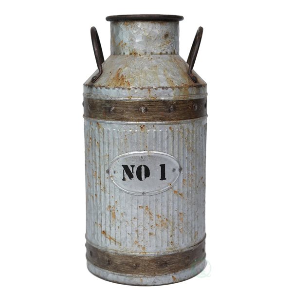 Gardenised Galvanized Metal Rustic Milk Can, Large