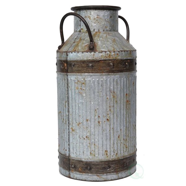 Gardenised Galvanized Metal Rustic Milk Can, Large