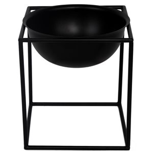 Gardenised Contemporary Black Metal 9 Inches Tall Table Flower Planter Pot with Stand