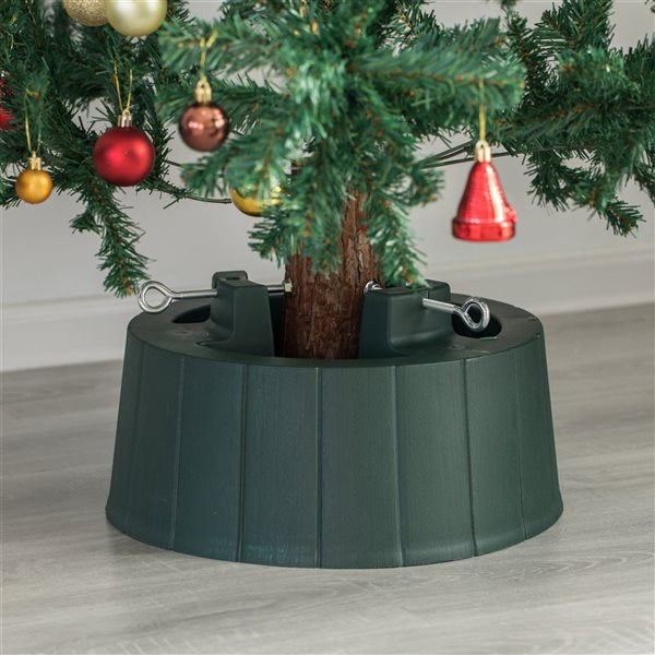 Gardenised Green Plastic Christmas Tree Stand With Screw Fastener