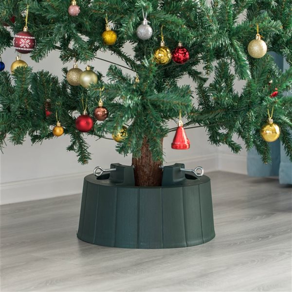 Gardenised Green Plastic Christmas Tree Stand With Screw Fastener