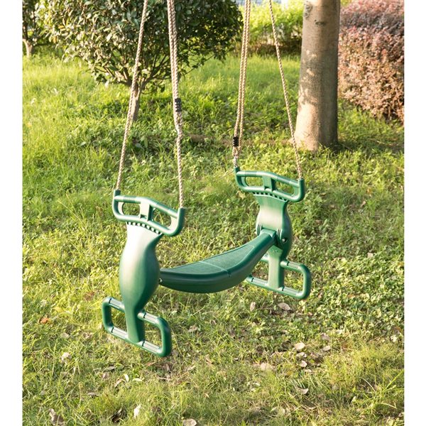 PLAYBERG Outdoor Swingset Plastic Double Glider Playground Patio 2 Person Kids Fun Swing, Green