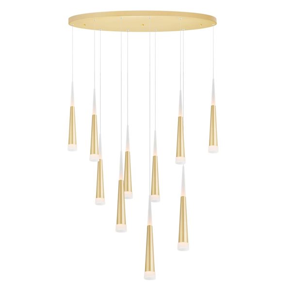 CWI Lighting Andes LED Multi Light Pendant With Satin Gold Finish