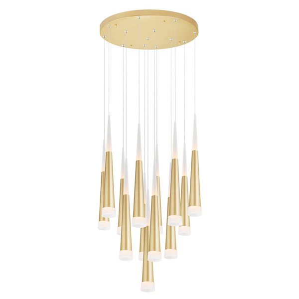 CWI Lighting Andes LED Multi Light Pendant With Satin Gold Finish