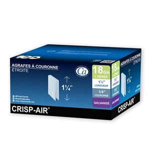 Agrafes à couronne étroite galvanisées série 90/L Crisp-Air calibre 18 de 1 1/4 po long, 5000/boîte