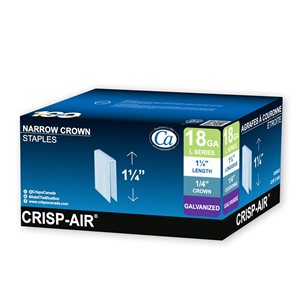 Crisp-Air Series 90/L 18-Gauge 1 1/4-Long Galvanized Narrow Crown Staples - 5000/box