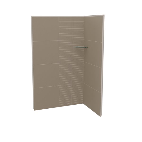 Maax Utile Composite Direct-to-Stud Two-Piece Corner Shower Wall Kit in Erosion Taupe
