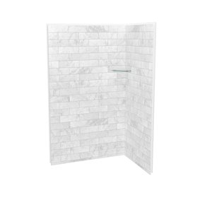 Maax Utile Composite Direct-to-Stud Two-Piece Corner Shower Wall Kit in Marble Carrara