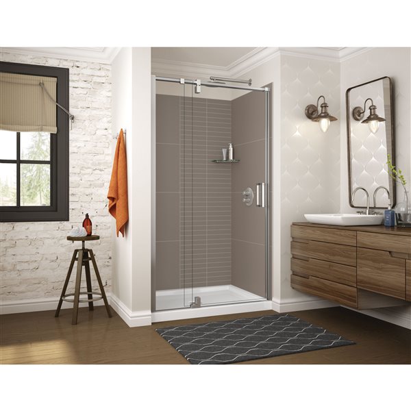 Maax Utile Composite Direct-to-Stud Three-Piece Alcove Shower Wall Kit in Erosion Taupe