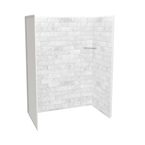 Maax Utile Composite Direct-to-Stud Three-Piece Alcove Shower Wall Kit in Marble Carrara