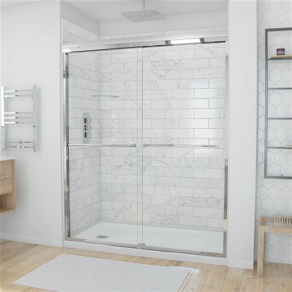 Maax Utile Composite Direct-to-Stud Three-Piece Alcove Shower Wall Kit in Marble Carrara