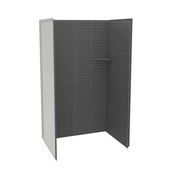 Maax Utile Composite Direct-to-Stud Three-Piece Alcove Shower Wall Kit in Erosion Charcoal