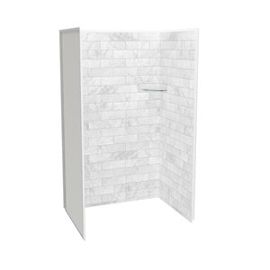 Maax Utile Composite Direct-to-Stud Three-Piece Alcove Shower Wall Kit in Marble Carrara