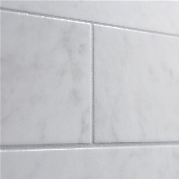 Maax Utile Composite Direct-to-Stud Three-Piece Alcove Shower Wall Kit in Marble Carrara