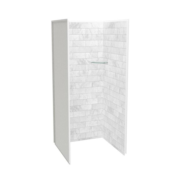 Maax Utile Composite Direct-to-Stud Three-Piece Alcove Shower Wall Kit in Marble Carrara