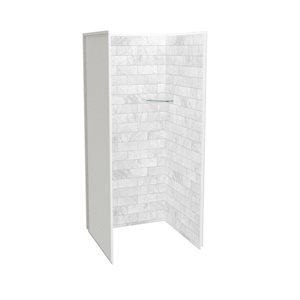 Maax Utile Composite Direct-to-Stud Three-Piece Alcove Shower Wall Kit in Marble Carrara