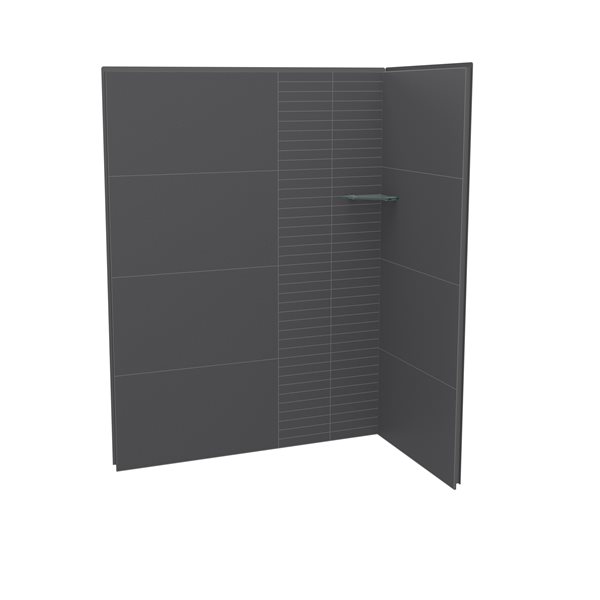 Maax Utile Composite Direct-to-Stud Two-Piece Corner Shower Wall Kit in Erosion Charcoal