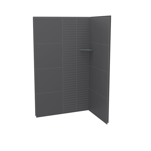 Maax Utile Composite Direct-to-Stud Two-Piece Corner Shower Wall Kit in Erosion Charcoal