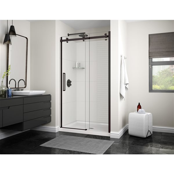 Maax Utile Composite Direct-to-Stud Three-Piece Alcove Shower Wall Kit in Erosion Bora White