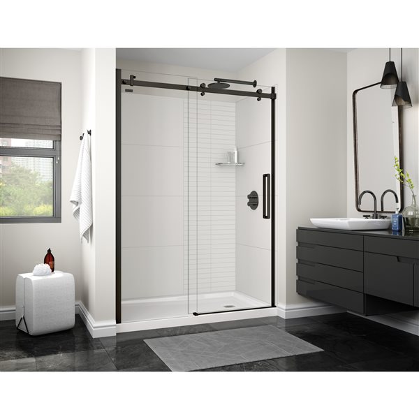 Maax Utile Composite Direct-to-Stud Three-Piece Alcove Shower Wall Kit in Erosion Bora White