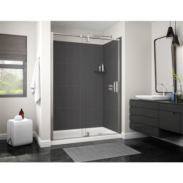 Maax Utile Composite Direct-to-Stud Three-Piece Alcove Shower Wall Kit in Marble Carrara