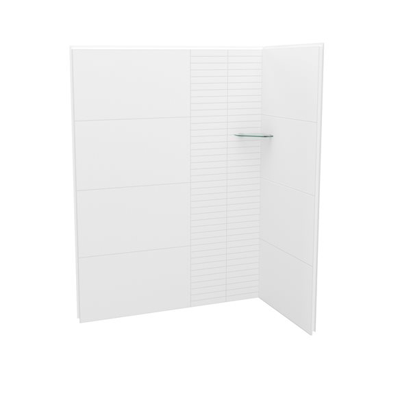 Maax Utile Composite Direct-to-Stud Two-Piece Corner Shower Wall Kit in Erosion Bora White