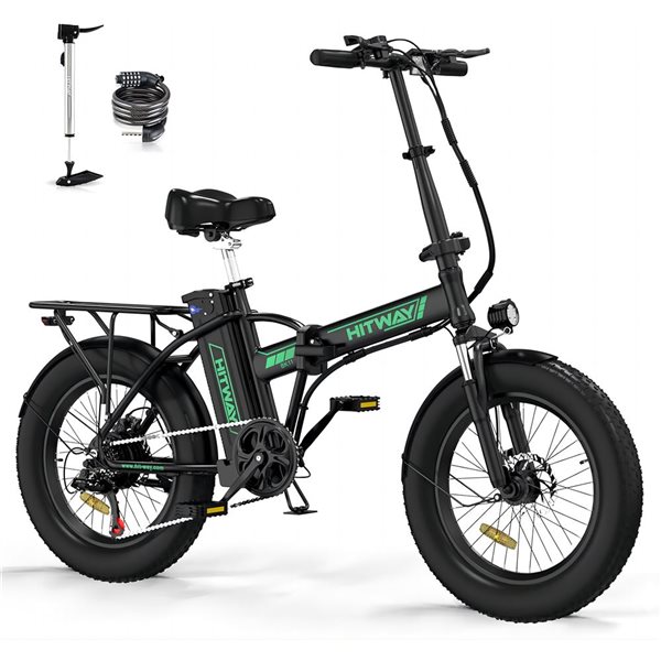 HITWAY 750 W 48 V 15 Ah Shimano 7-Speed Transmission Electric Bike with 20*4.0-in Fat Tire and IP54 Waterproof